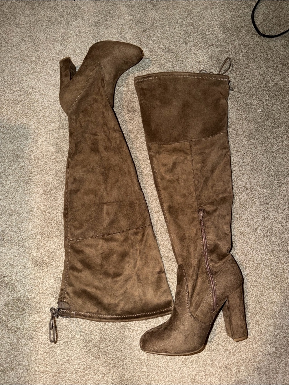 Charlotte Russe Brown Over-the-Knee Suede Block Heel Boots